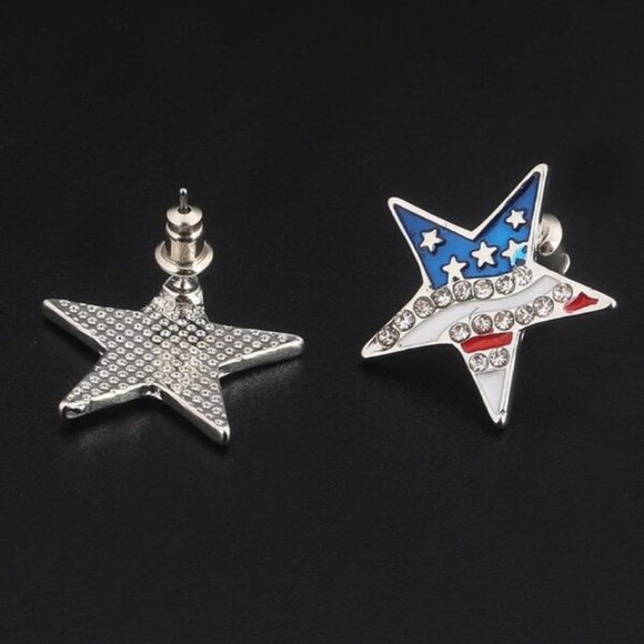 Star Shape American Flag Stud Earrings - Picture 8 of 10